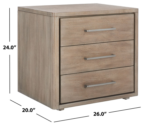 Rosey 3 Drawer Wood Nightstand Light Brown