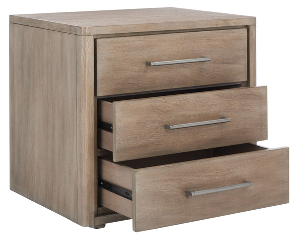 Rosey 3 Drawer Wood Nightstand Light Brown