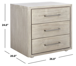 Rosey 3 Drawer Wood Nightstand Light Grey