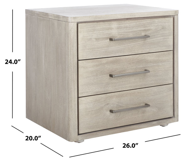 Rosey 3 Drawer Wood Nightstand Light Grey