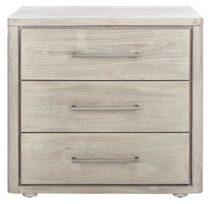 Rosey 3 Drawer Wood Nightstand Light Grey