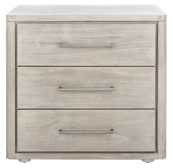 Rosey 3 Drawer Wood Nightstand Light Grey