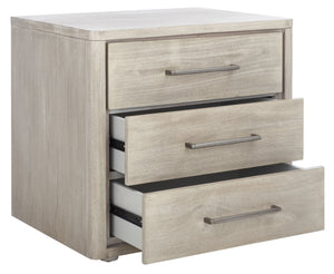 Rosey 3 Drawer Wood Nightstand Light Grey