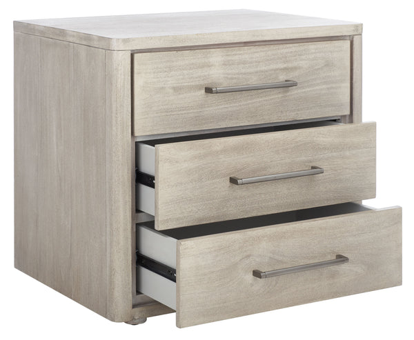 Rosey 3 Drawer Wood Nightstand Light Grey
