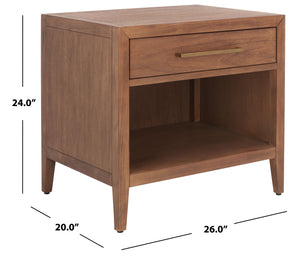 Ariella 1 Drawer Wood Nightstand Brown