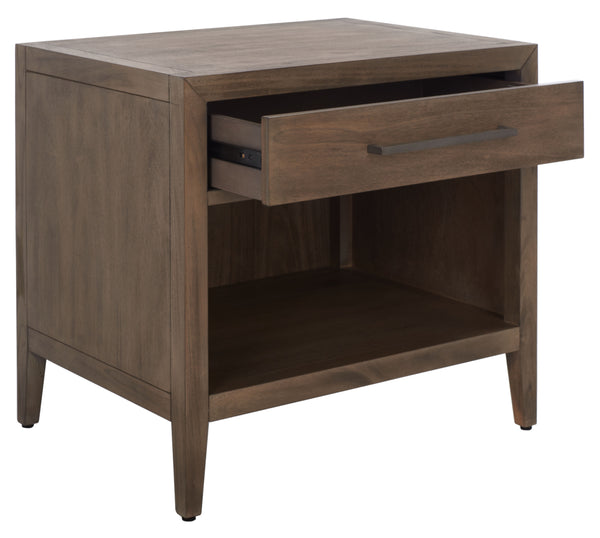Ariella 1 Drawer Wood Nightstand Light Brown