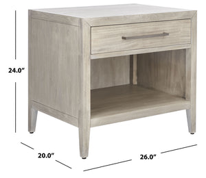 Ariella 1 Drawer Wood Nightstand Light Grey