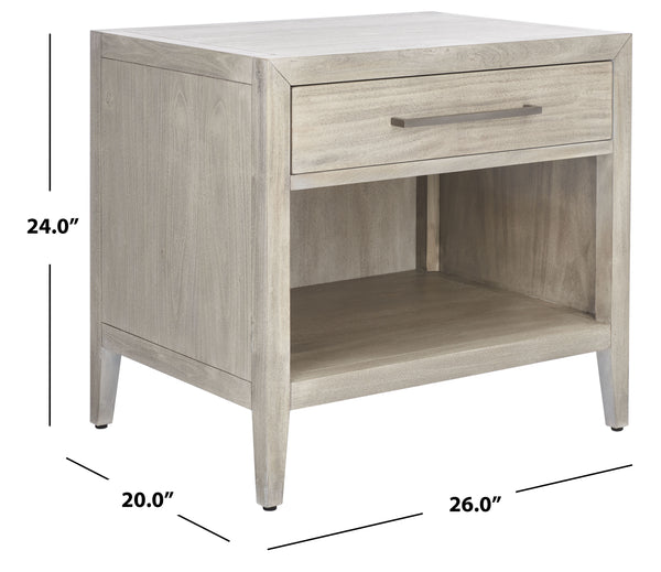 Ariella 1 Drawer Wood Nightstand Light Grey