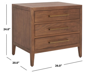 Ariella 3 Drawer Wood Nightstand Brown