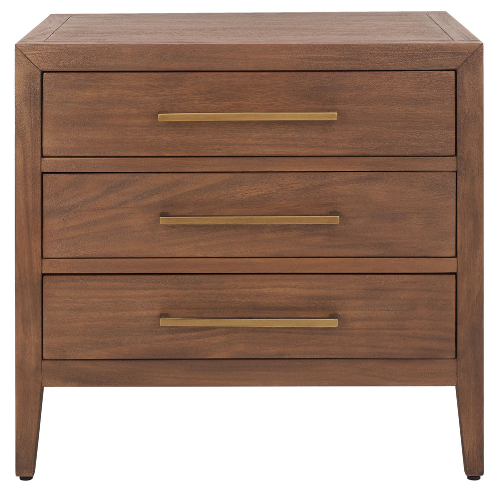 Ariella 3 Drawer Wood Nightstand Brown