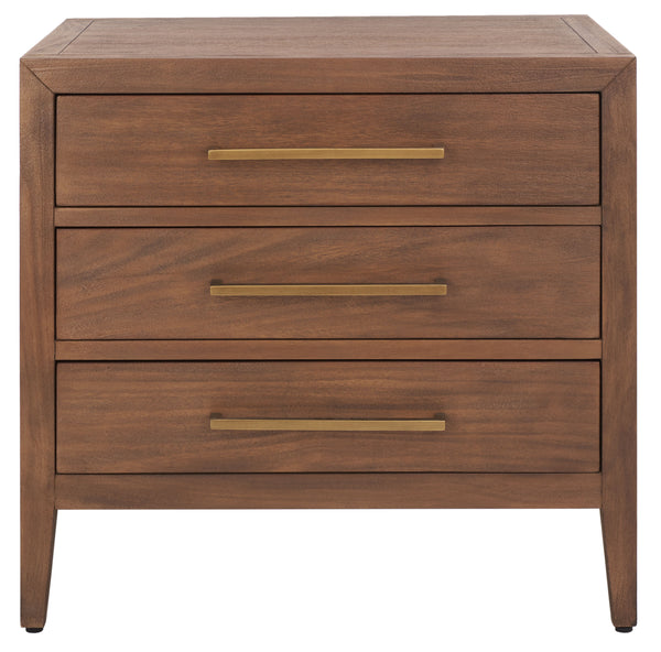 Ariella 3 Drawer Wood Nightstand Brown