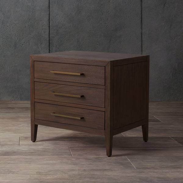 Ariella 3 Drawer Wood Nightstand Brown