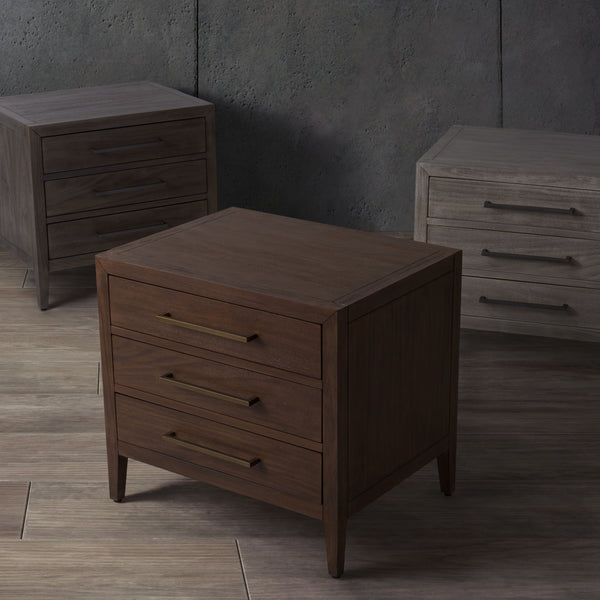 Ariella 3 Drawer Wood Nightstand Light Grey