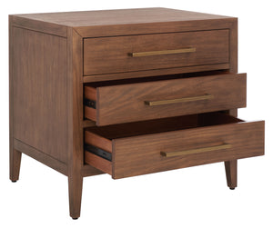 Ariella 3 Drawer Wood Nightstand Brown