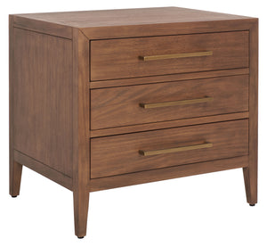 Ariella 3 Drawer Wood Nightstand Brown