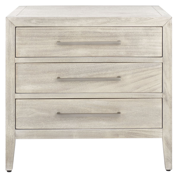 Ariella 3 Drawer Wood Nightstand Light Grey