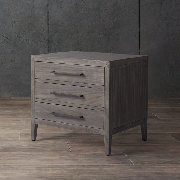Ariella 3 Drawer Wood Nightstand Light Grey