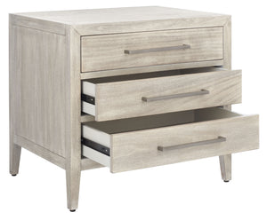 Ariella 3 Drawer Wood Nightstand Light Grey