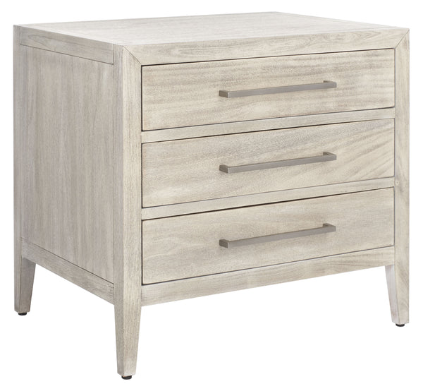 Ariella 3 Drawer Wood Nightstand Light Grey
