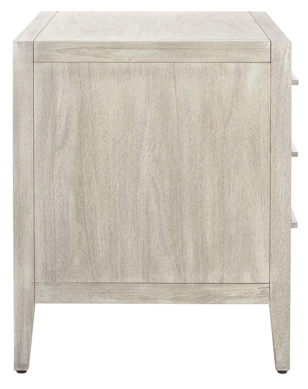 Ariella 3 Drawer Wood Nightstand Light Grey