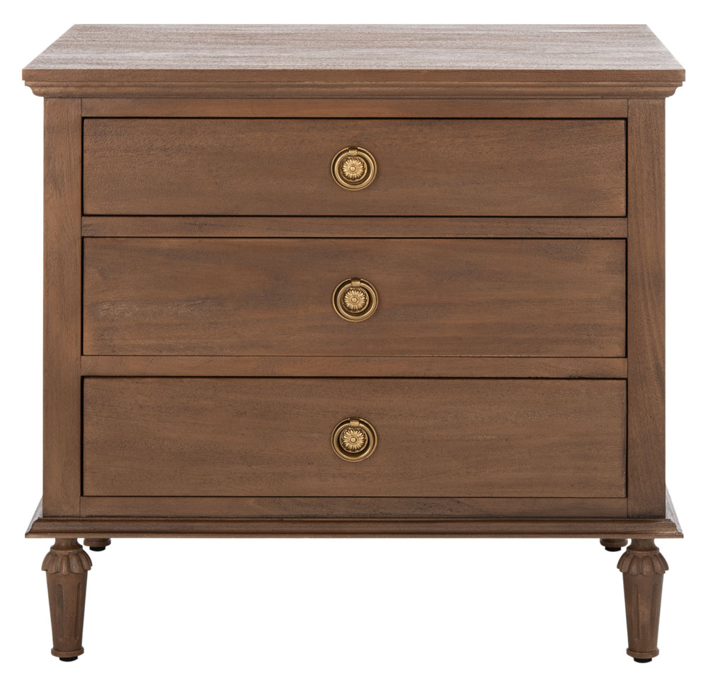 Lisabet 3 Drawer Wood Nightstand Brown