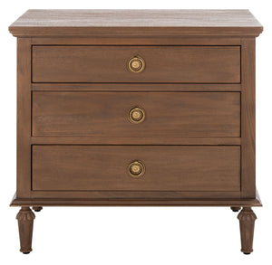 Lisabet 3 Drawer Wood Nightstand Brown