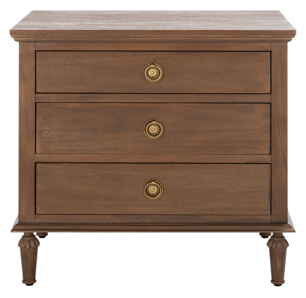 Lisabet 3 Drawer Wood Nightstand Brown