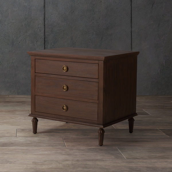 Lisabet 3 Drawer Wood Nightstand Brown