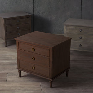 Lisabet 3 Drawer Wood Nightstand Light Grey