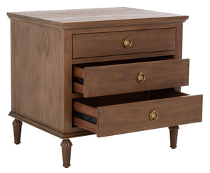 Lisabet 3 Drawer Wood Nightstand Brown
