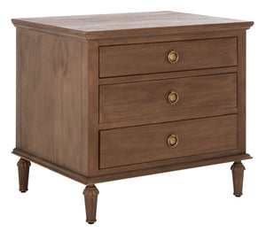 Lisabet 3 Drawer Wood Nightstand Brown