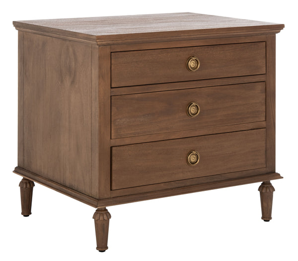 Lisabet 3 Drawer Wood Nightstand Brown