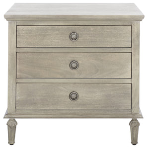 Lisabet 3 Drawer Wood Nightstand Light Grey