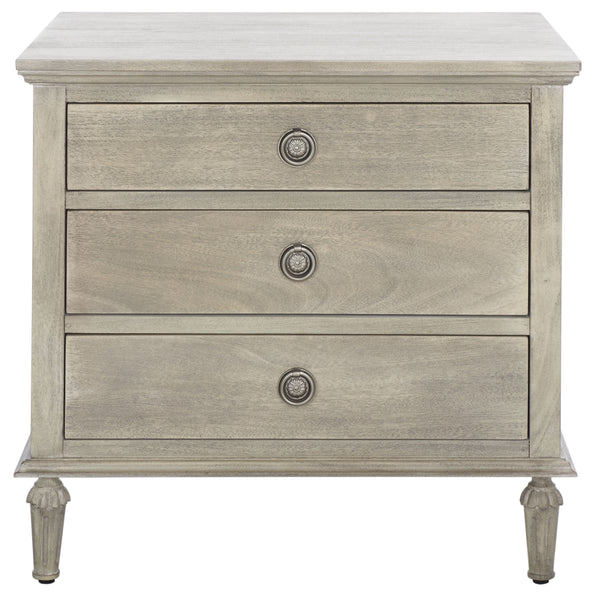 Lisabet 3 Drawer Wood Nightstand Light Grey