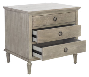 Lisabet 3 Drawer Wood Nightstand Light Grey