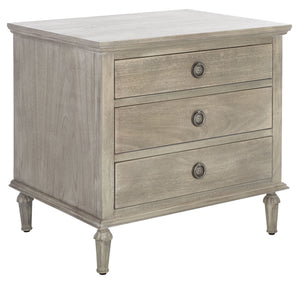 Lisabet 3 Drawer Wood Nightstand Light Grey