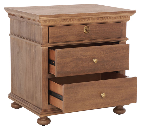 Allisyn 3 Drawer Wood Nightstand Brown