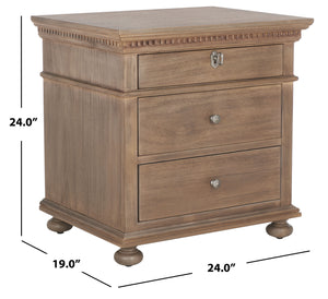 Allisyn 3 Drawer Wood Nightstand Light Brown