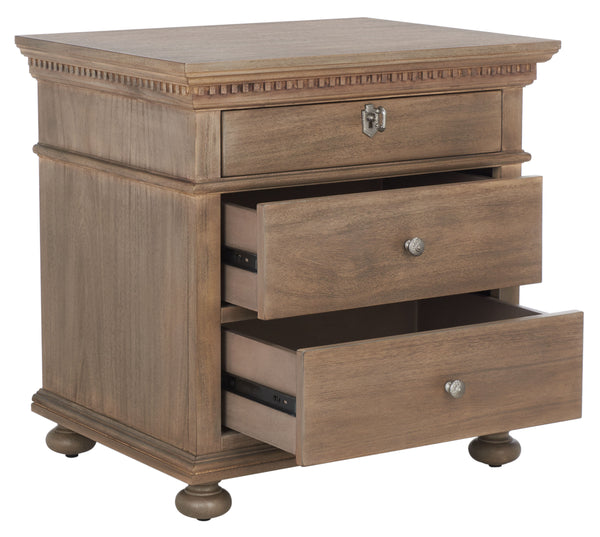 Allisyn 3 Drawer Wood Nightstand Light Brown