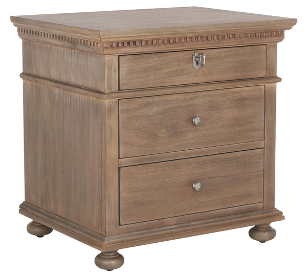 Allisyn 3 Drawer Wood Nightstand Light Brown