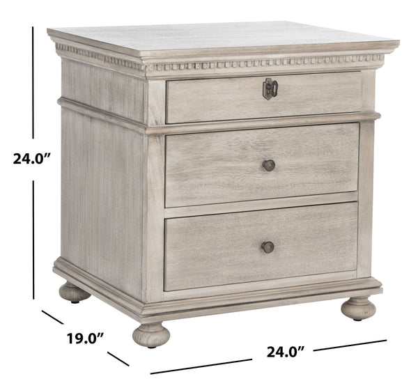Allisyn 3 Drawer Wood Nightstand Light Grey