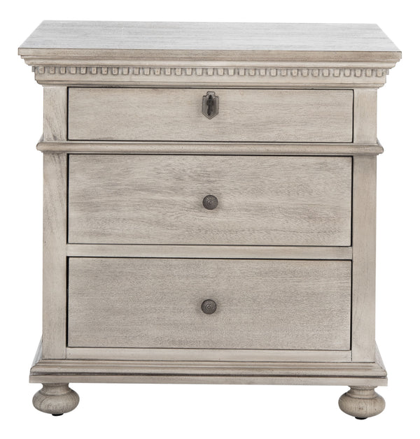 Allisyn 3 Drawer Wood Nightstand Light Grey