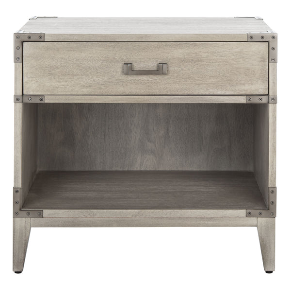 Nisha 1 Drawer Wood Nightstand Light Grey