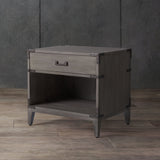 Nisha 1 Drawer Wood Nightstand Light Grey