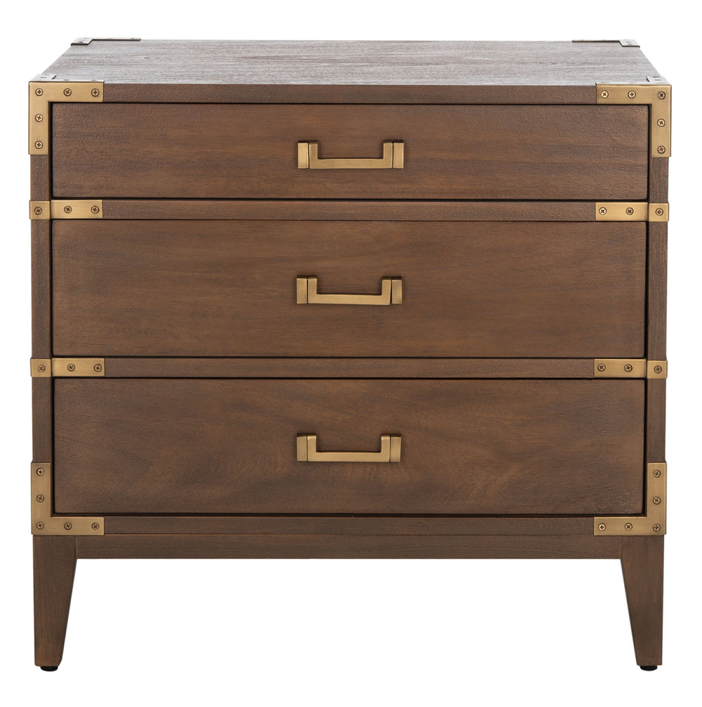 Nisha 3 Drawer Wood Nightstand Brown