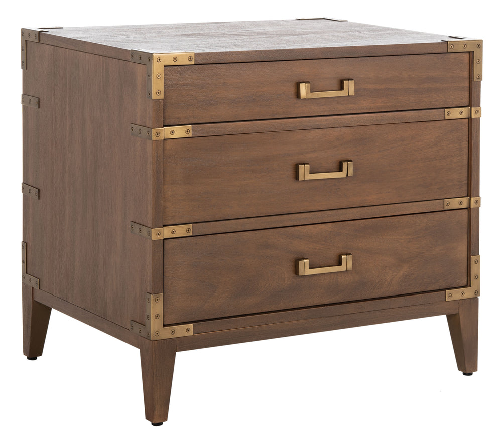 Nisha 3 Drawer Wood Nightstand Brown