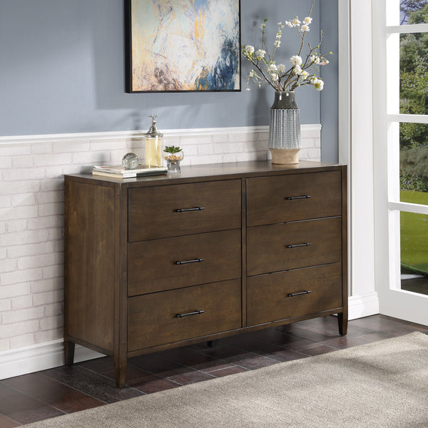 Safavieh Tompkins 6 Drawer Dresser in Dark Walnut SFV8506A