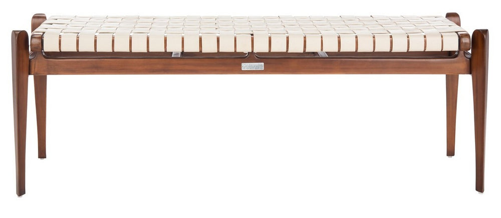 Dilan Leather Bench - Chic Contemporary Design with Genuine Leather and Mahogany Frame for Any Space