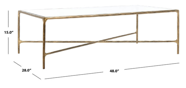 Jessa Rectangle Metal Coffee Table Brass Forged Metal / Tempered Glass SFV9500A