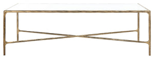 Jessa Rectangle Metal Coffee Table Brass Forged Metal / Tempered Glass SFV9500A